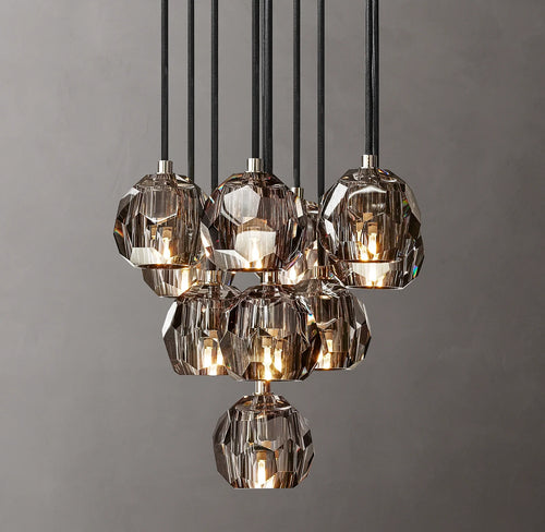 14 Inch Smoked Crystal Cluster Chandelier – Boule