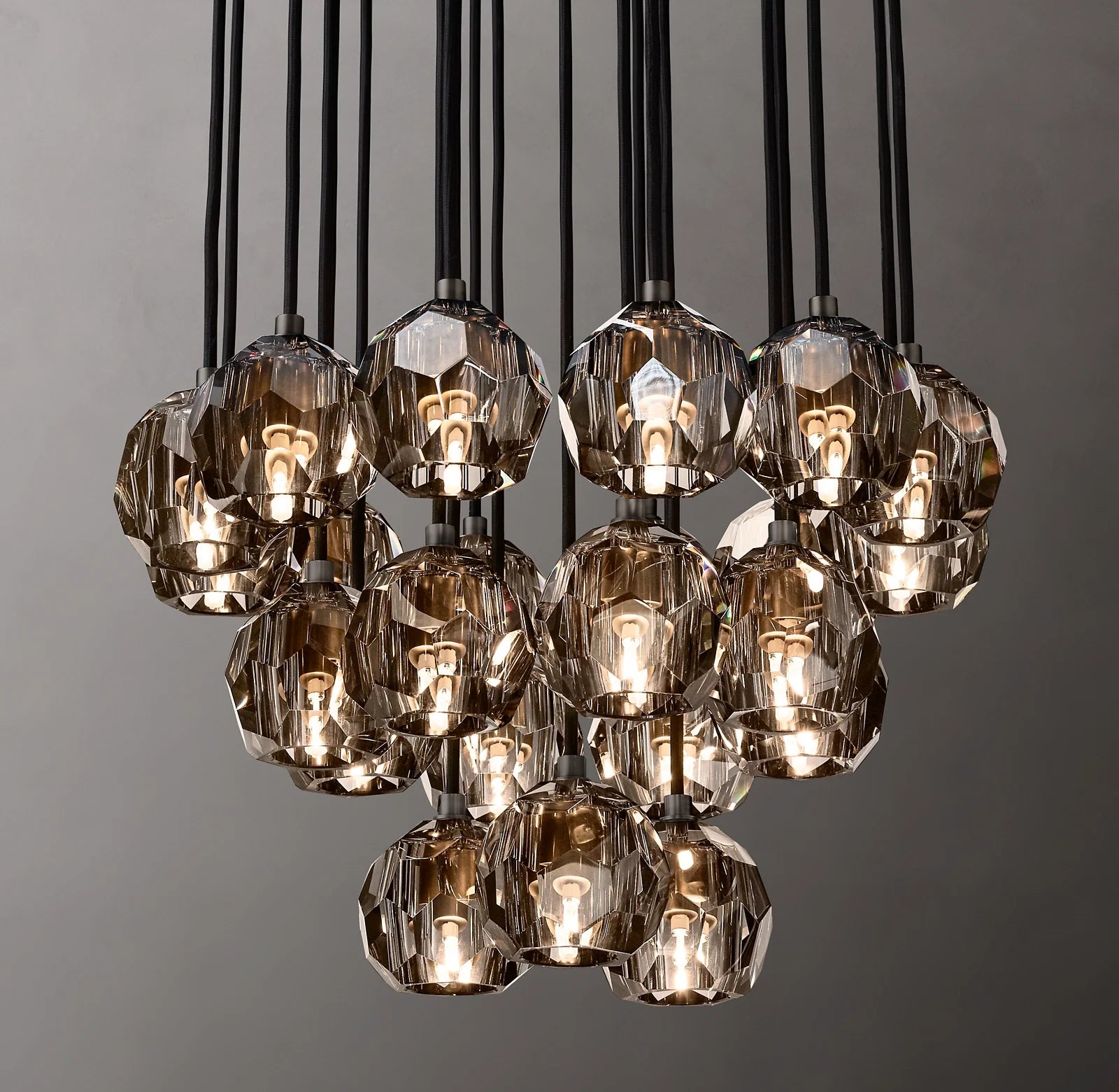 24 Inch Smoked Crystal Cluster Chandelier – Boule
