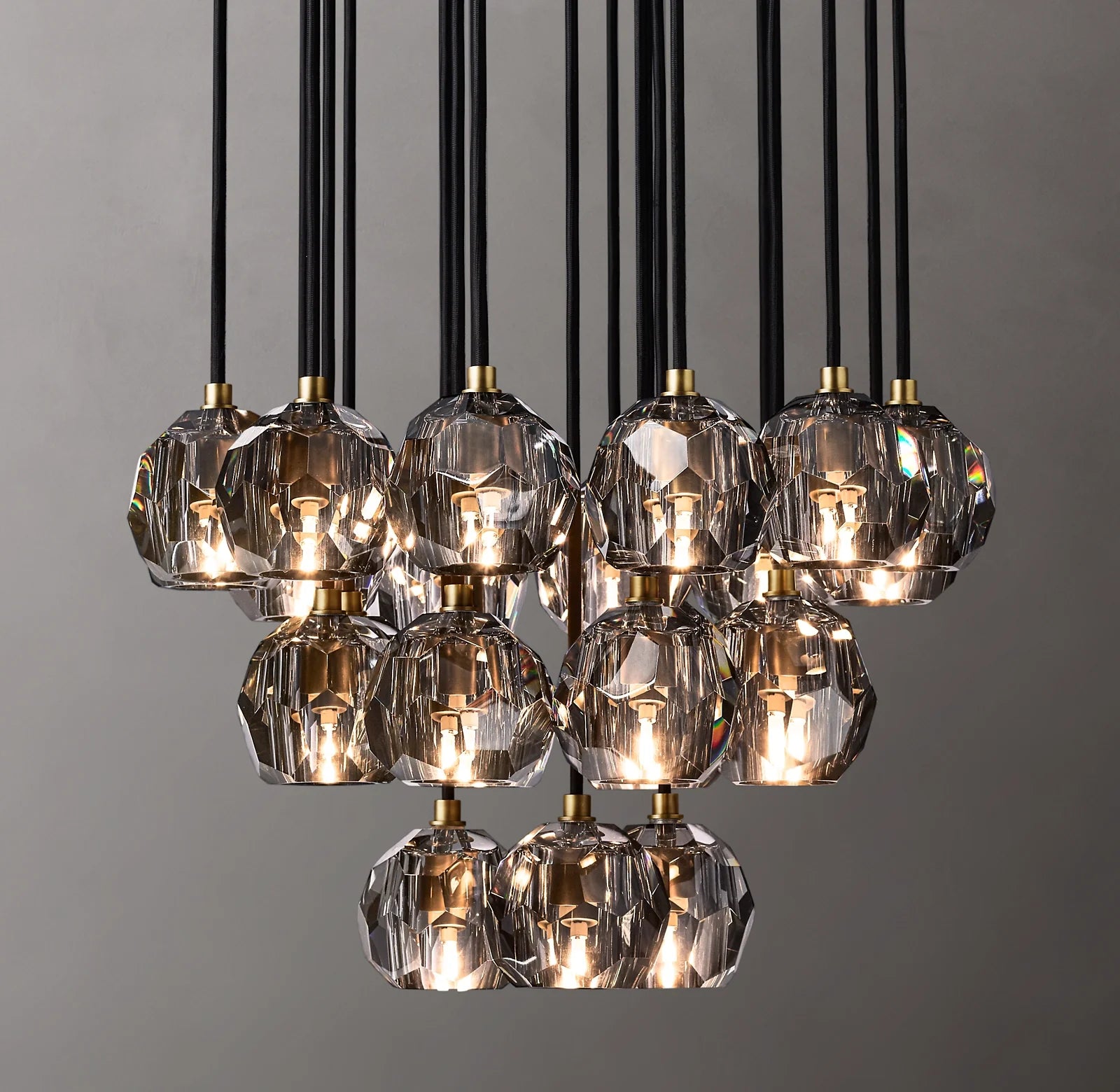 24 Inch Smoked Crystal Cluster Chandelier – Boule