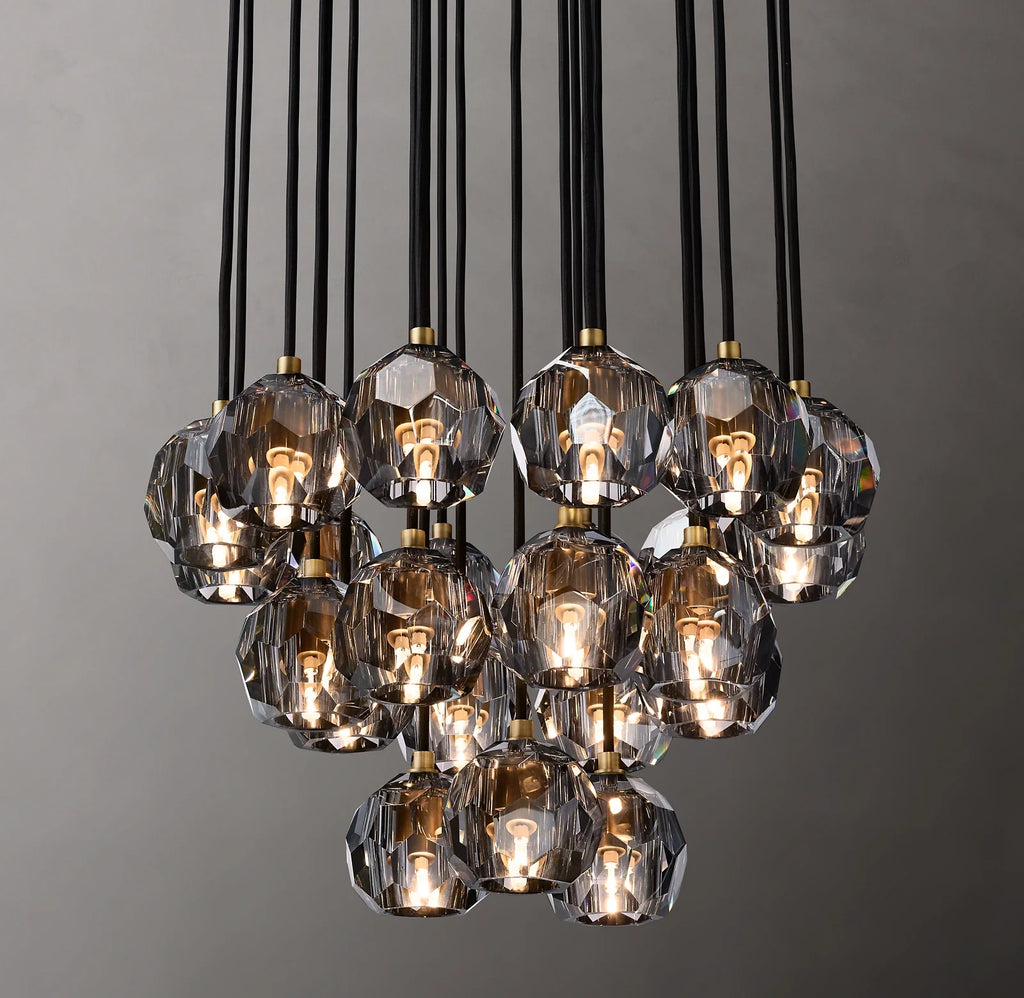 24 Inch Smoked Crystal Cluster Chandelier – Boule