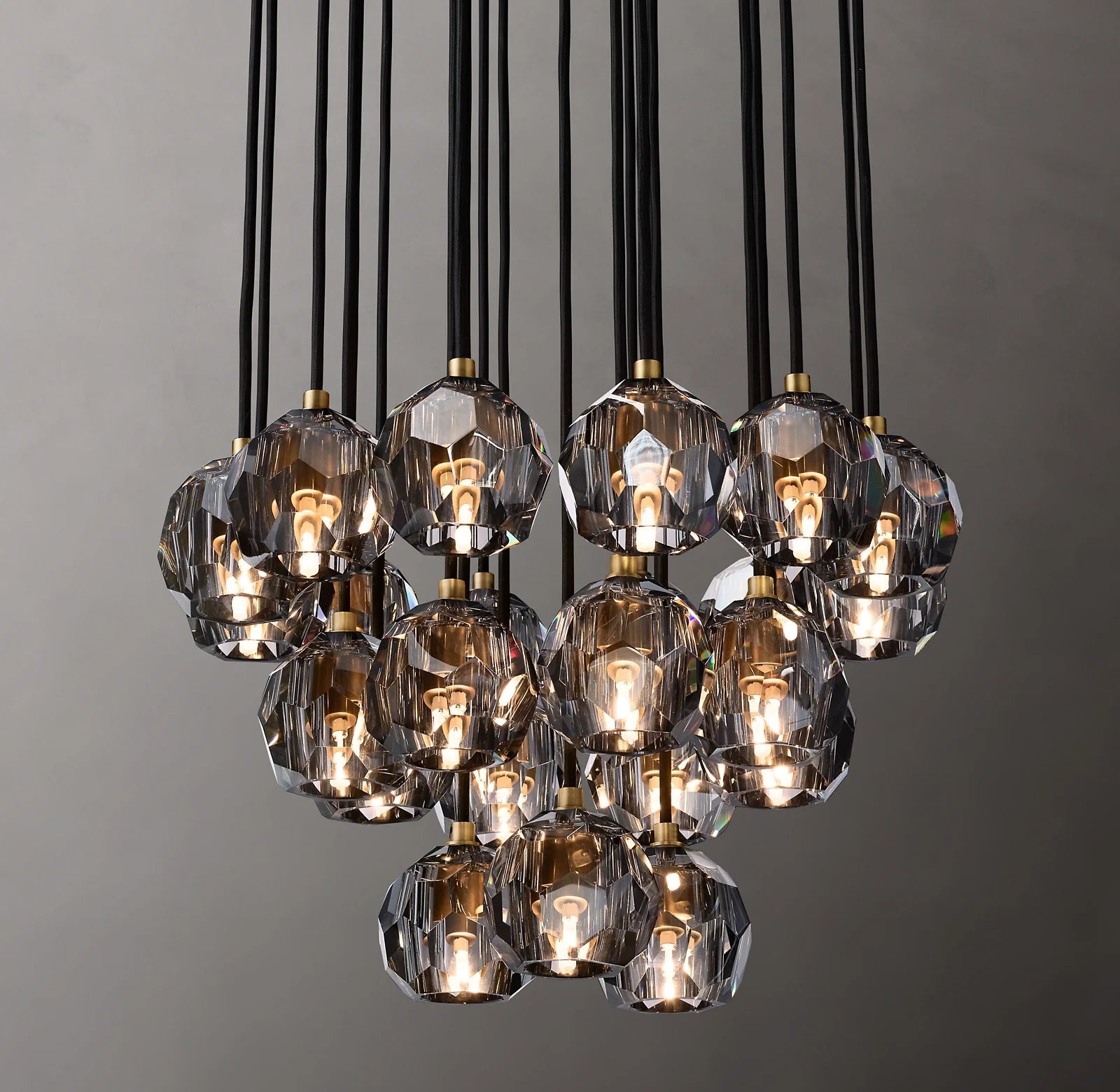 24 Inch Smoked Crystal Cluster Chandelier – Boule