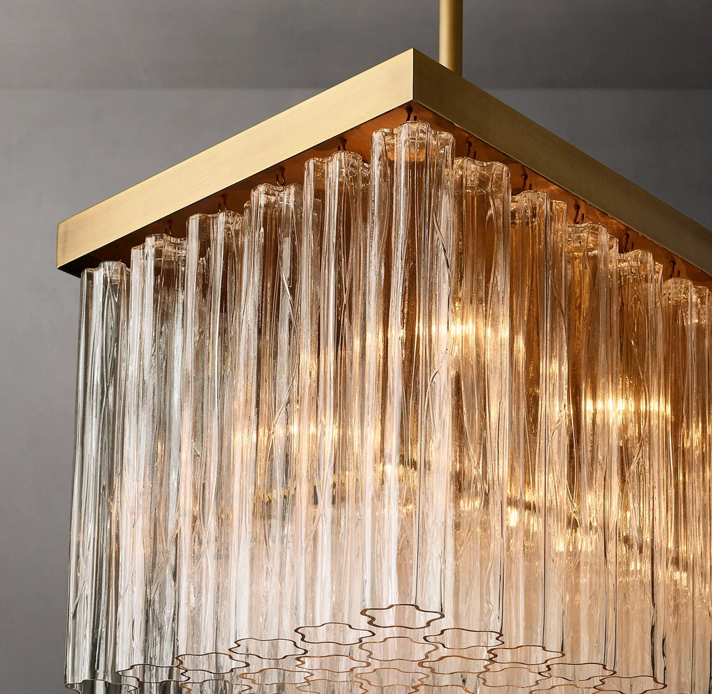 72 Inch Tronchi Glass Rectangular Chandelier - Cielo