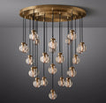 38 Inch Ribbed Glass Globe Round Pendant Chandelier - Pearl
