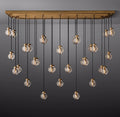 72 Inch Ribbed Glass Globe Rectangular Chandelier - Pearl