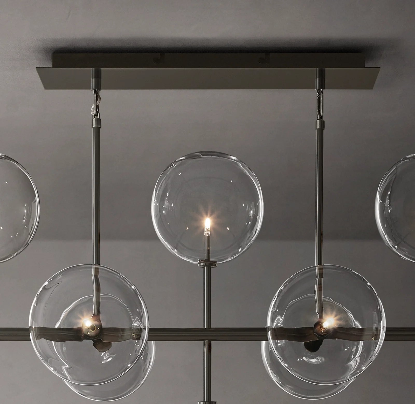 58 Inch Linear Sputnik Globe Glass Chandelier - Mobile