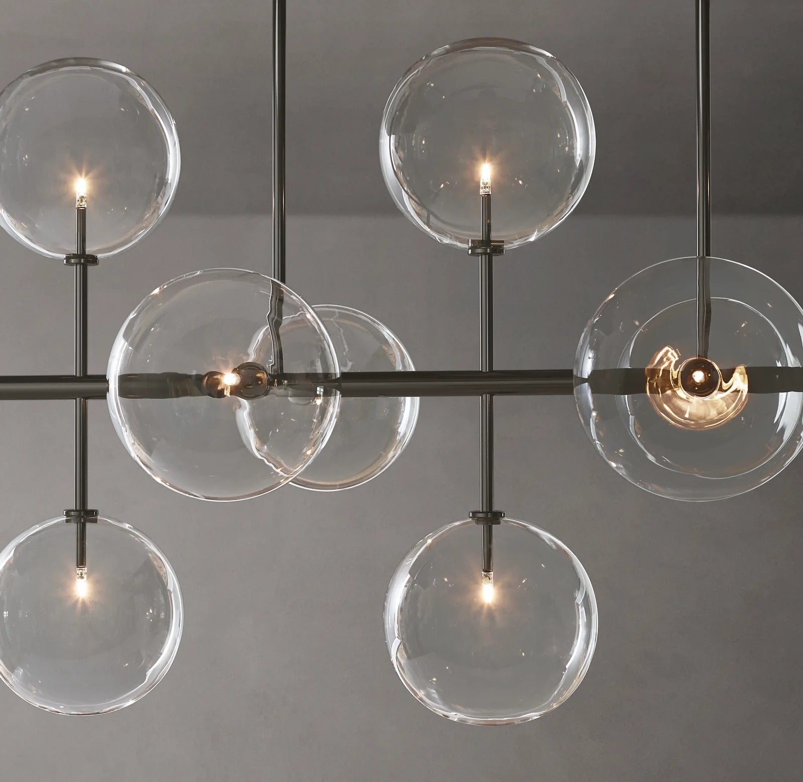 58 Inch Linear Sputnik Globe Glass Chandelier - Mobile