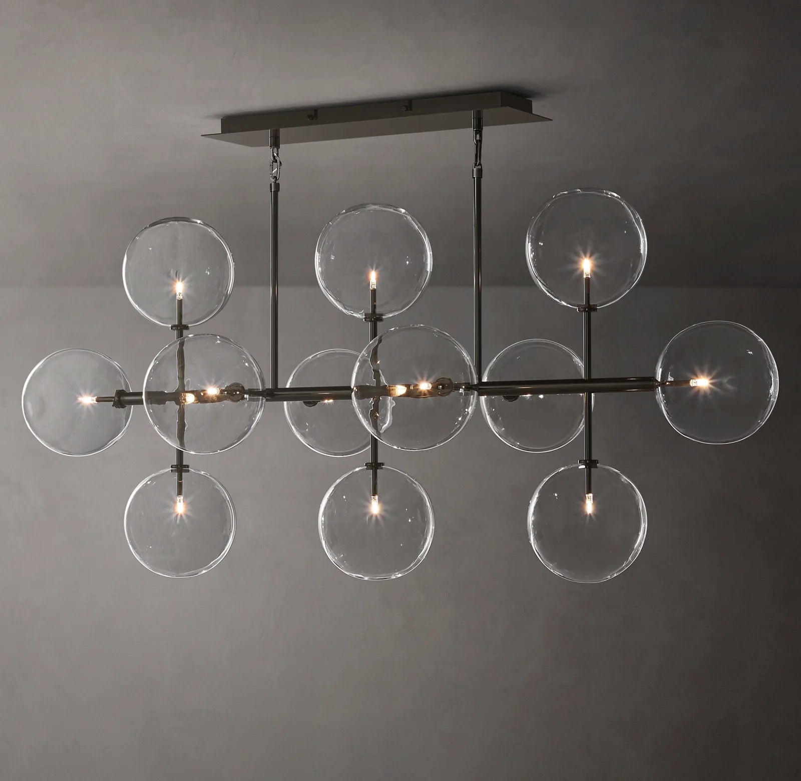 58 Inch Linear Sputnik Globe Glass Chandelier - Mobile