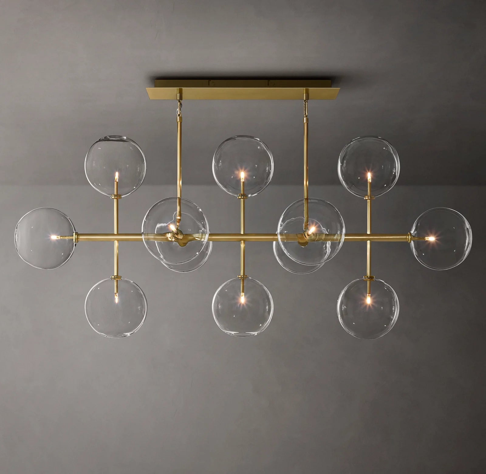 58 Inch Linear Sputnik Globe Glass Chandelier - Mobile