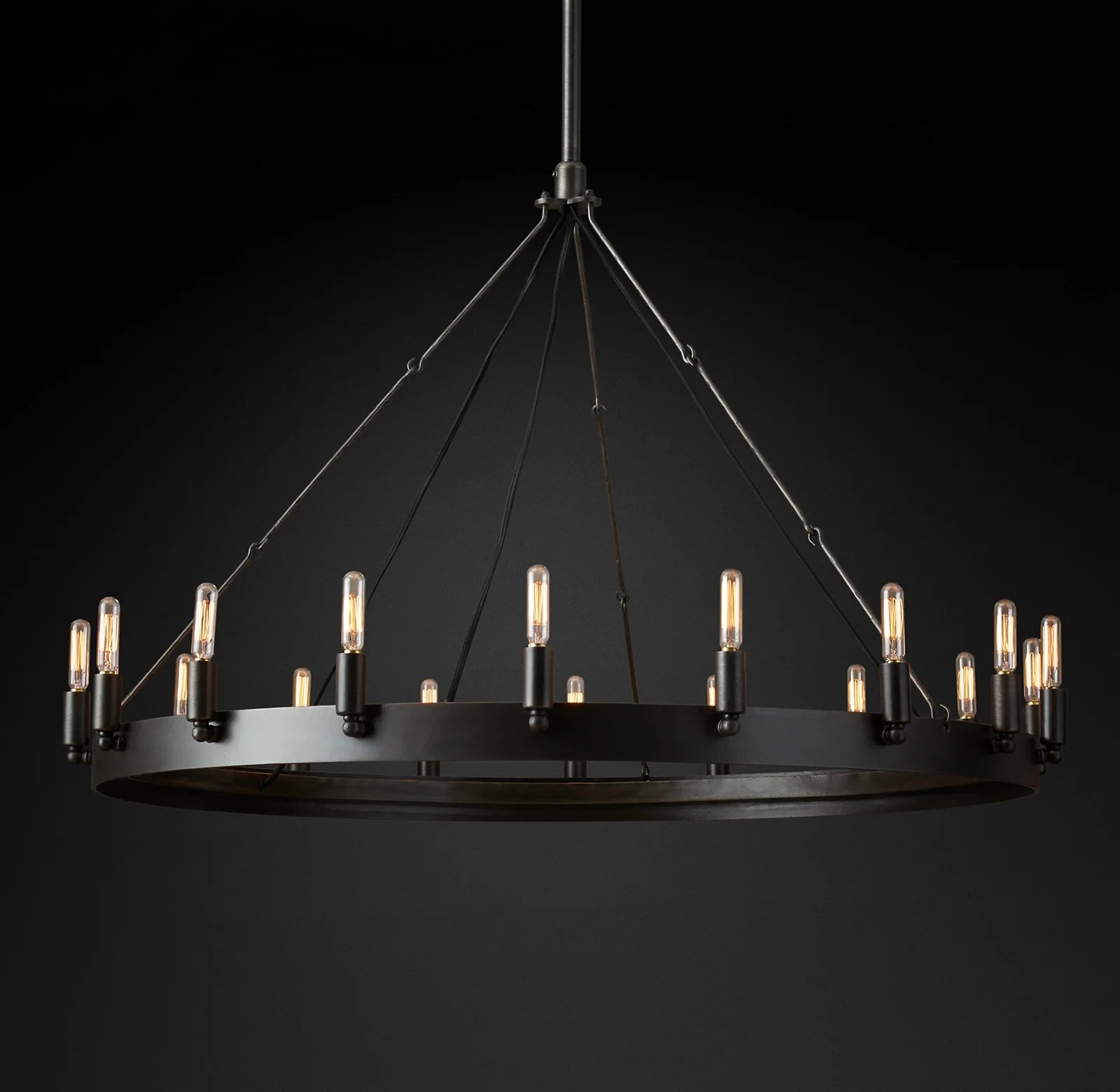 38 Inch Vintage Filament Tube Candle Round Chandelier - Camino