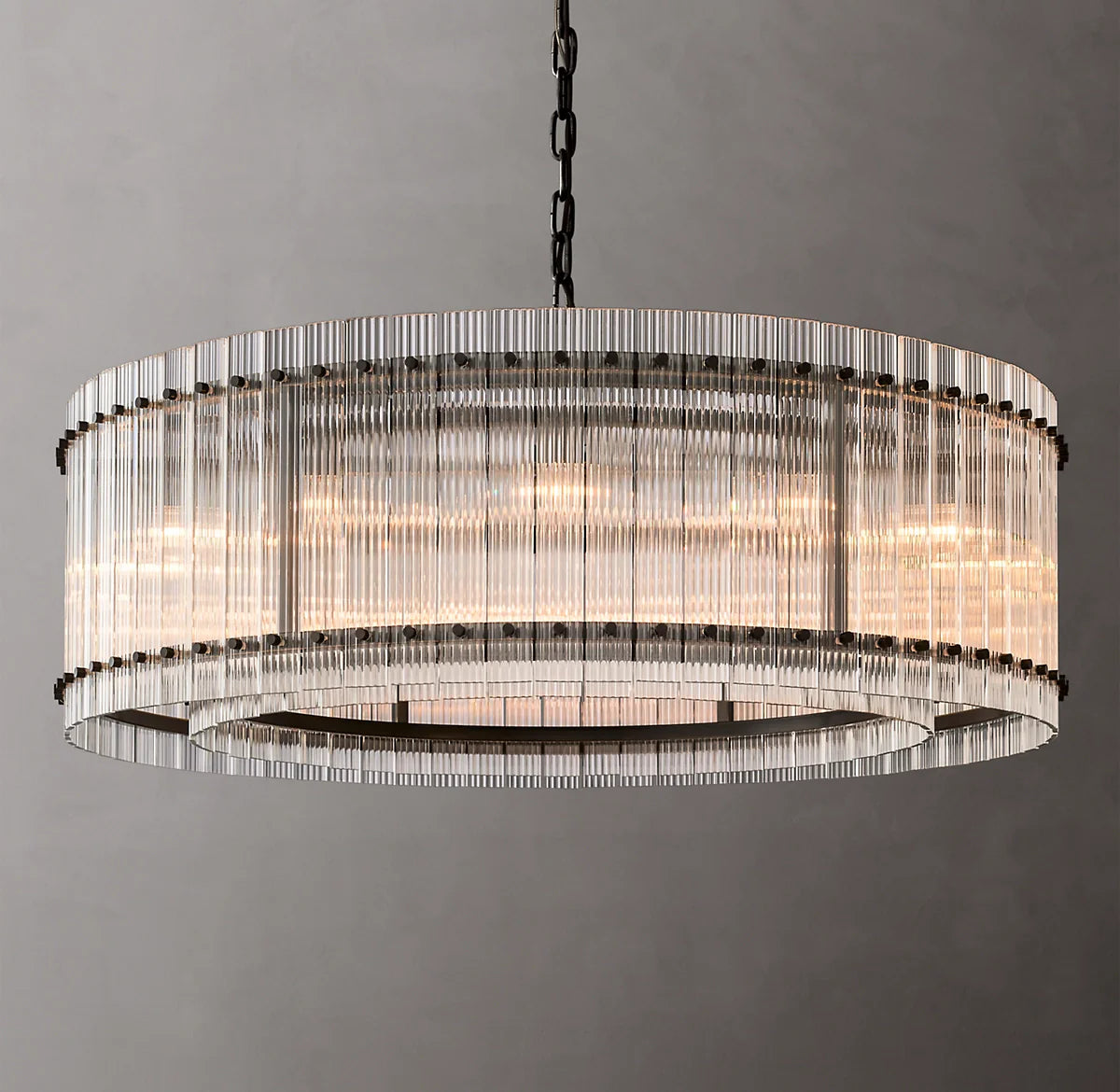 48 Inch Ribbed Glass Round Chandelier - San Marco