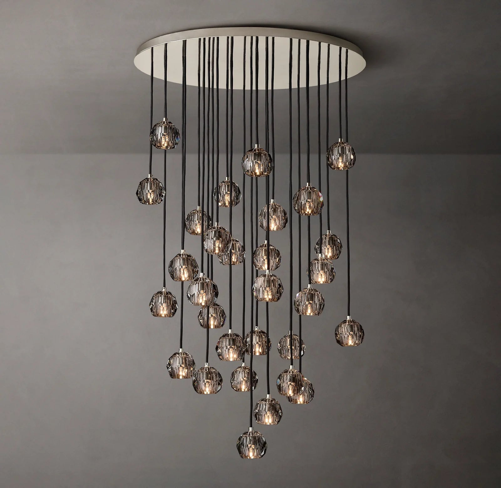 40 Inch Smoked Crystal Cluster Chandelier – Boule
