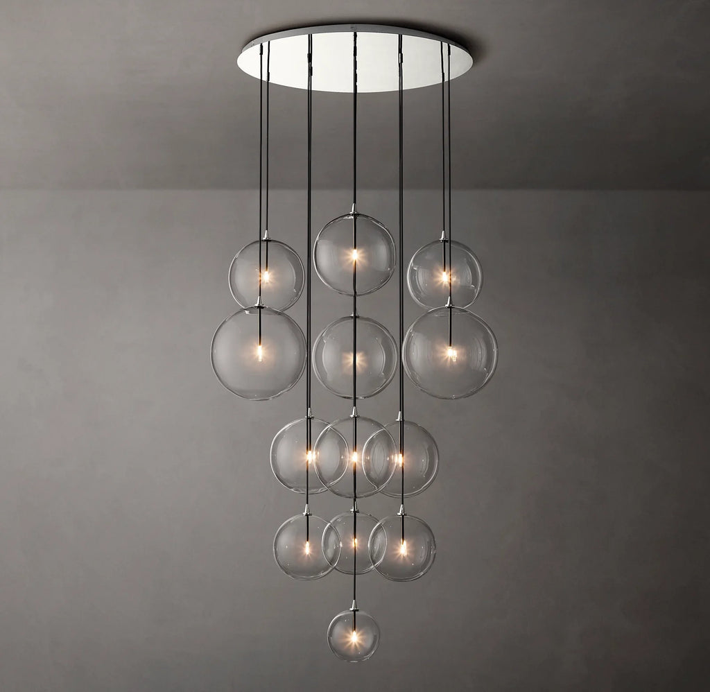 44 Inch Blown Glass Globe Cluster Chandelier - Mobile
