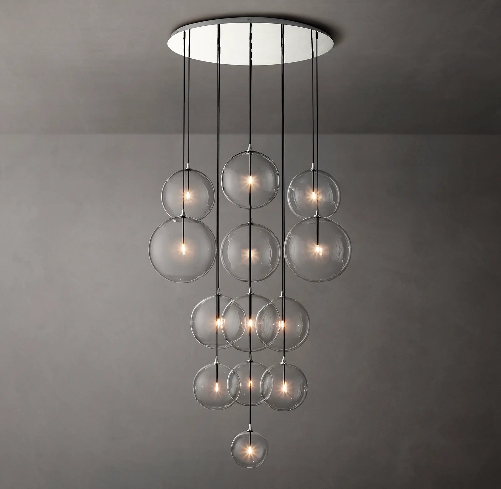 44 Inch Blown Glass Globe Cluster Chandelier - Mobile