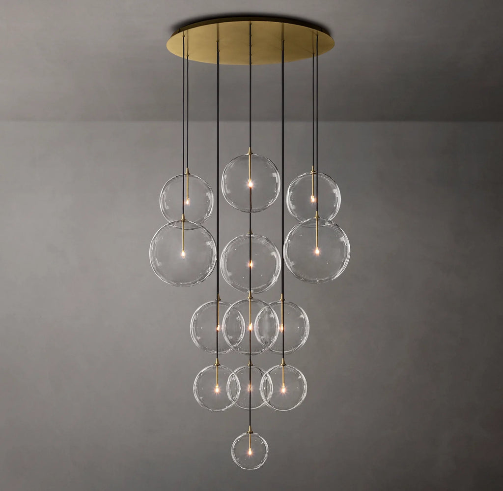 44 Inch Blown Glass Globe Cluster Chandelier - Mobile
