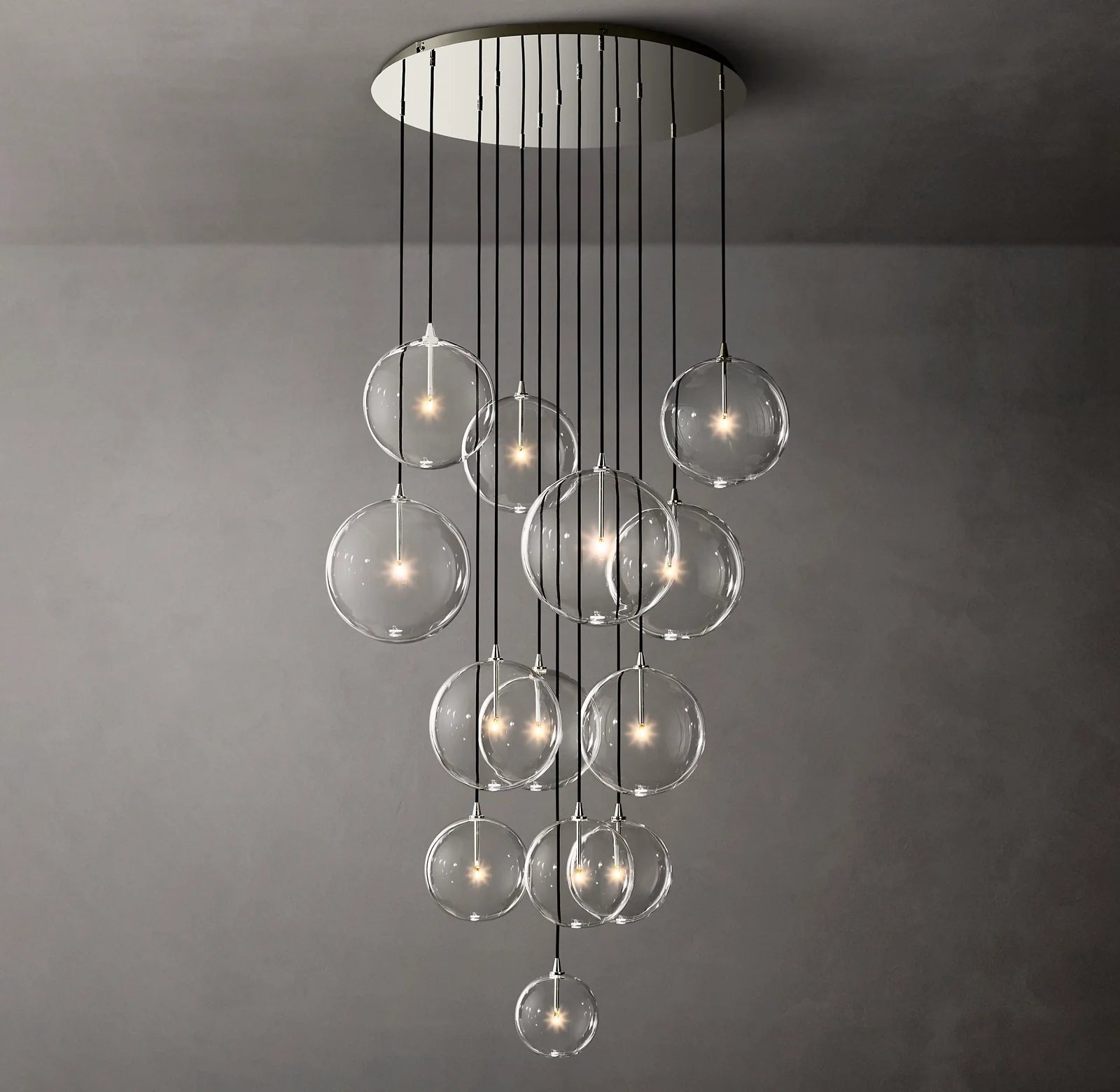 44 Inch Blown Glass Globe Cluster Chandelier - Mobile