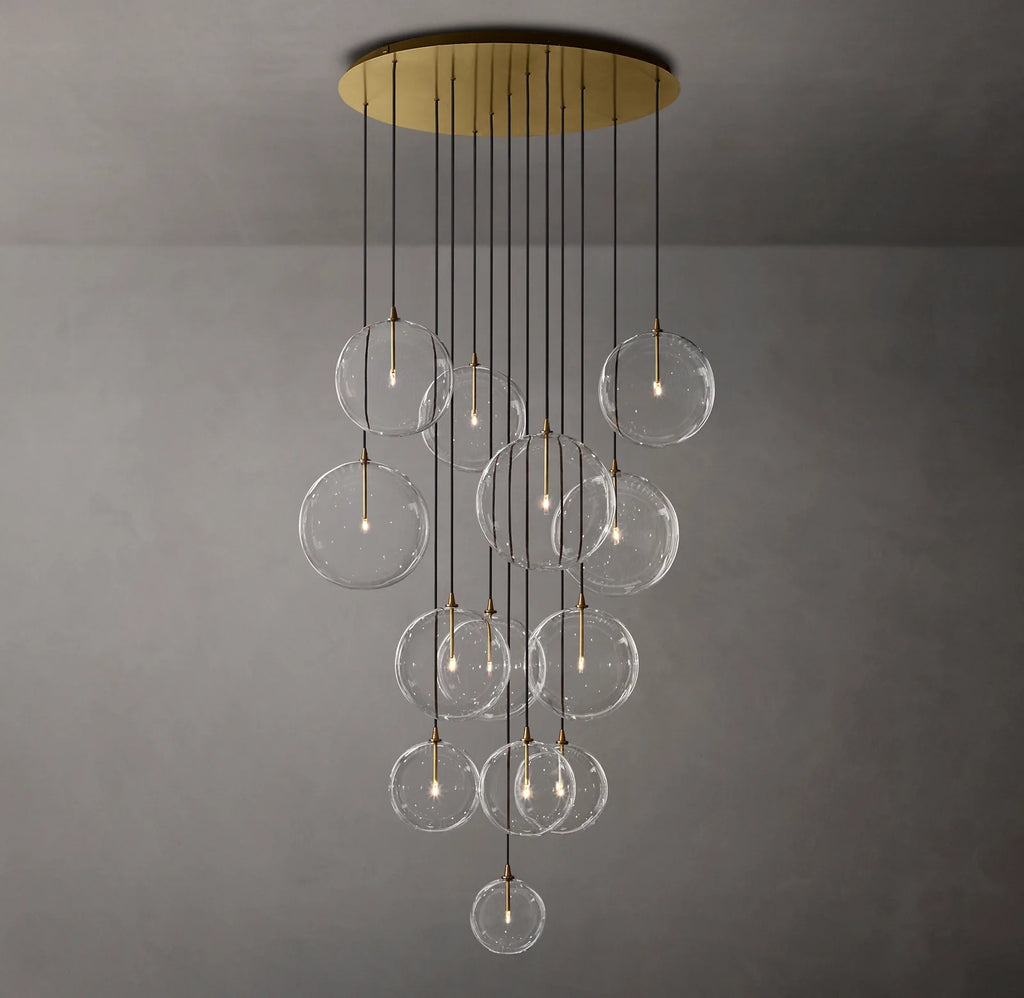 44 Inch Blown Glass Globe Cluster Chandelier - Mobile