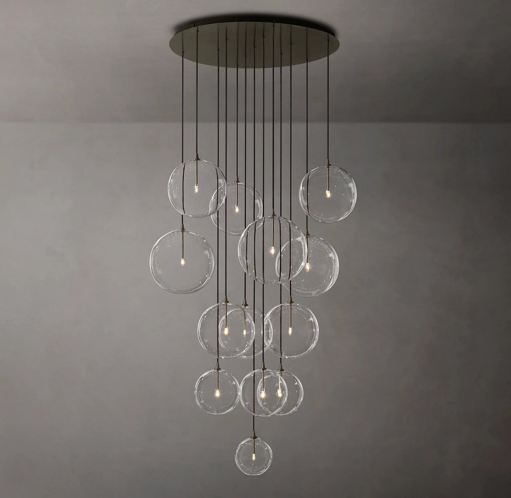 44 Inch Blown Glass Globe Cluster Chandelier - Mobile