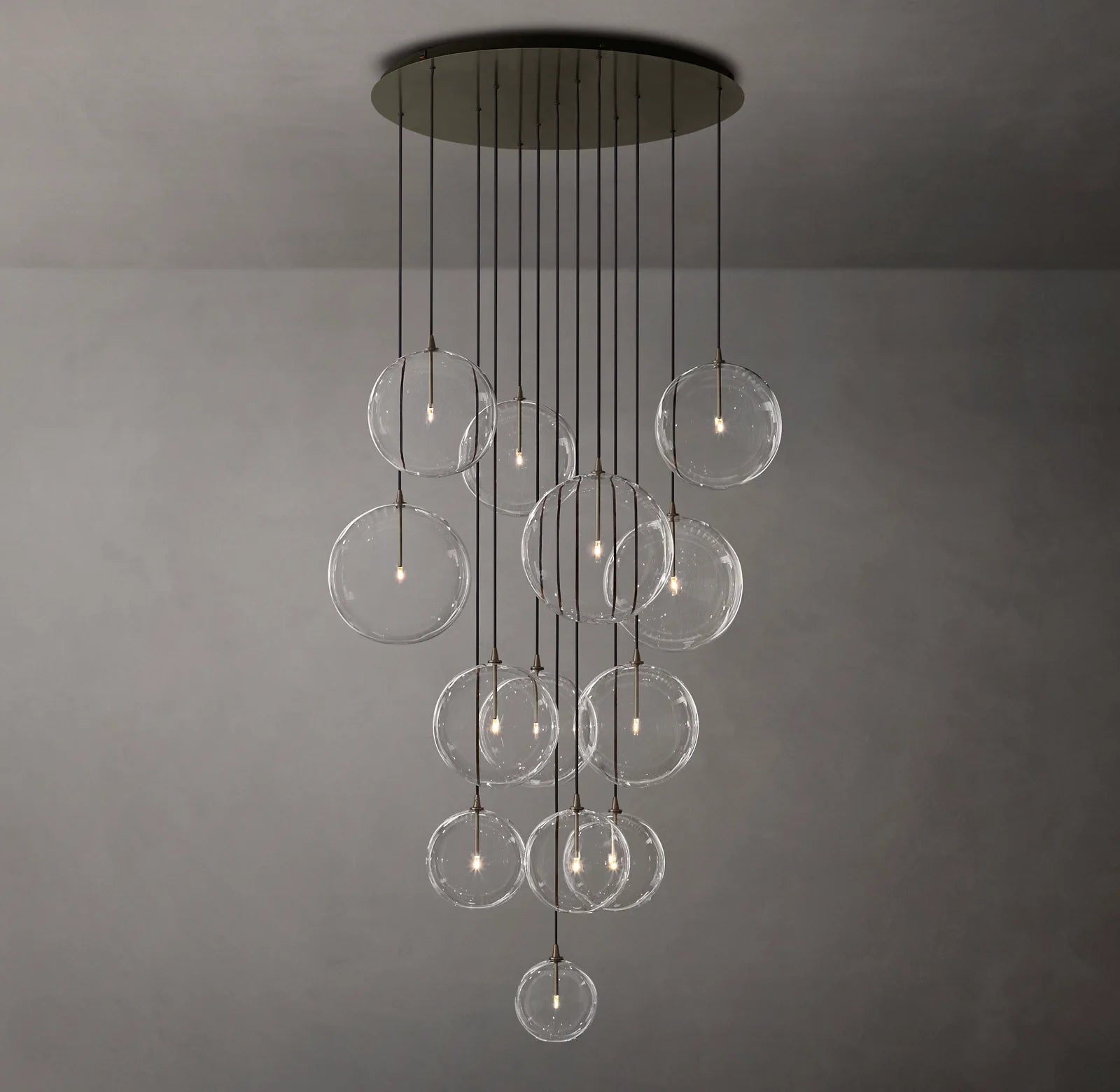 44 Inch Blown Glass Globe Cluster Chandelier - Mobile