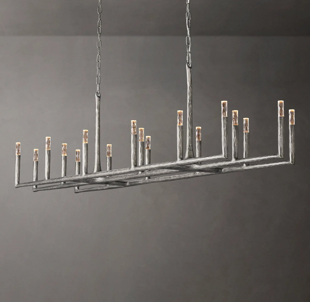 96 Inch Forged Candlestick Linear Chandelier - Thaddeus