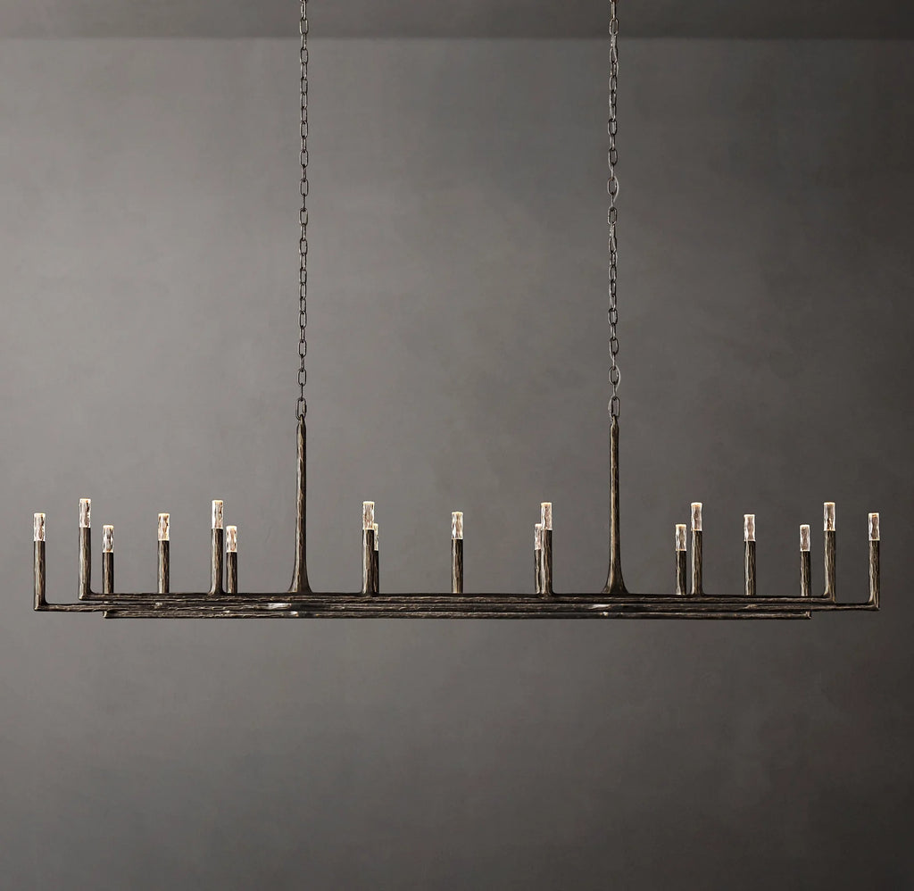 96 Inch Forged Candlestick Linear Chandelier - Thaddeus