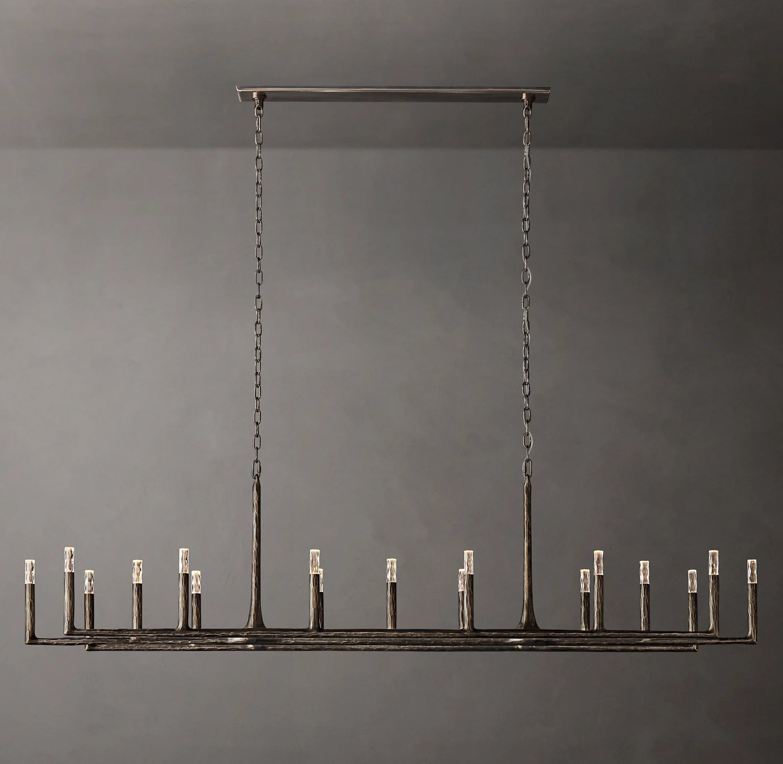 96 Inch Forged Candlestick Linear Chandelier - Thaddeus