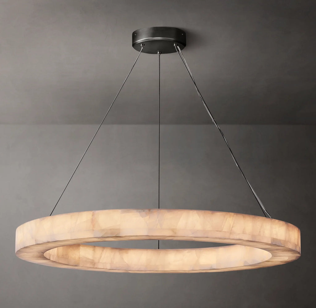 40 Inch Lueur Round Alabaster Chandelier - Rivage