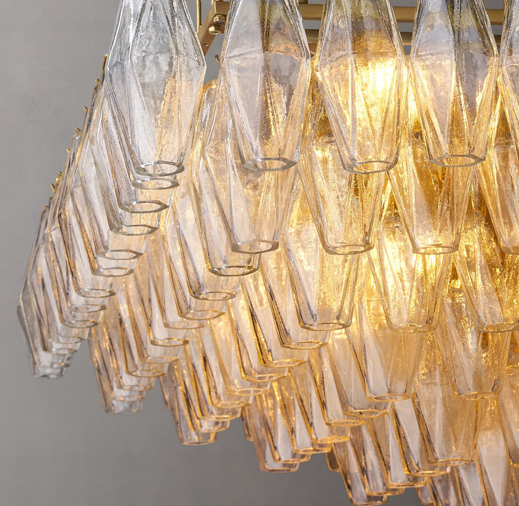 74 Inch Clear Murano Glass Tiered Rectangular Chandelier - Chiara