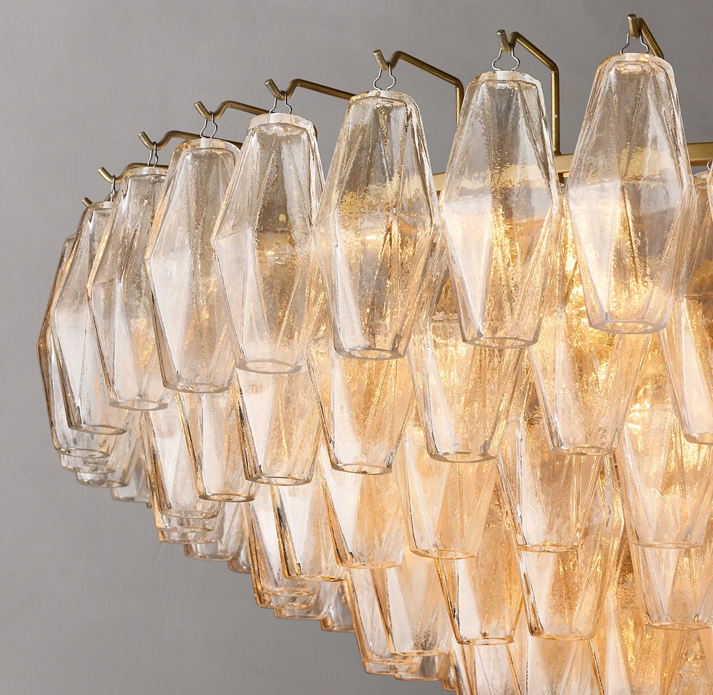 36 Inch Clear Murano Glass Tiered Chandelier - Chiara