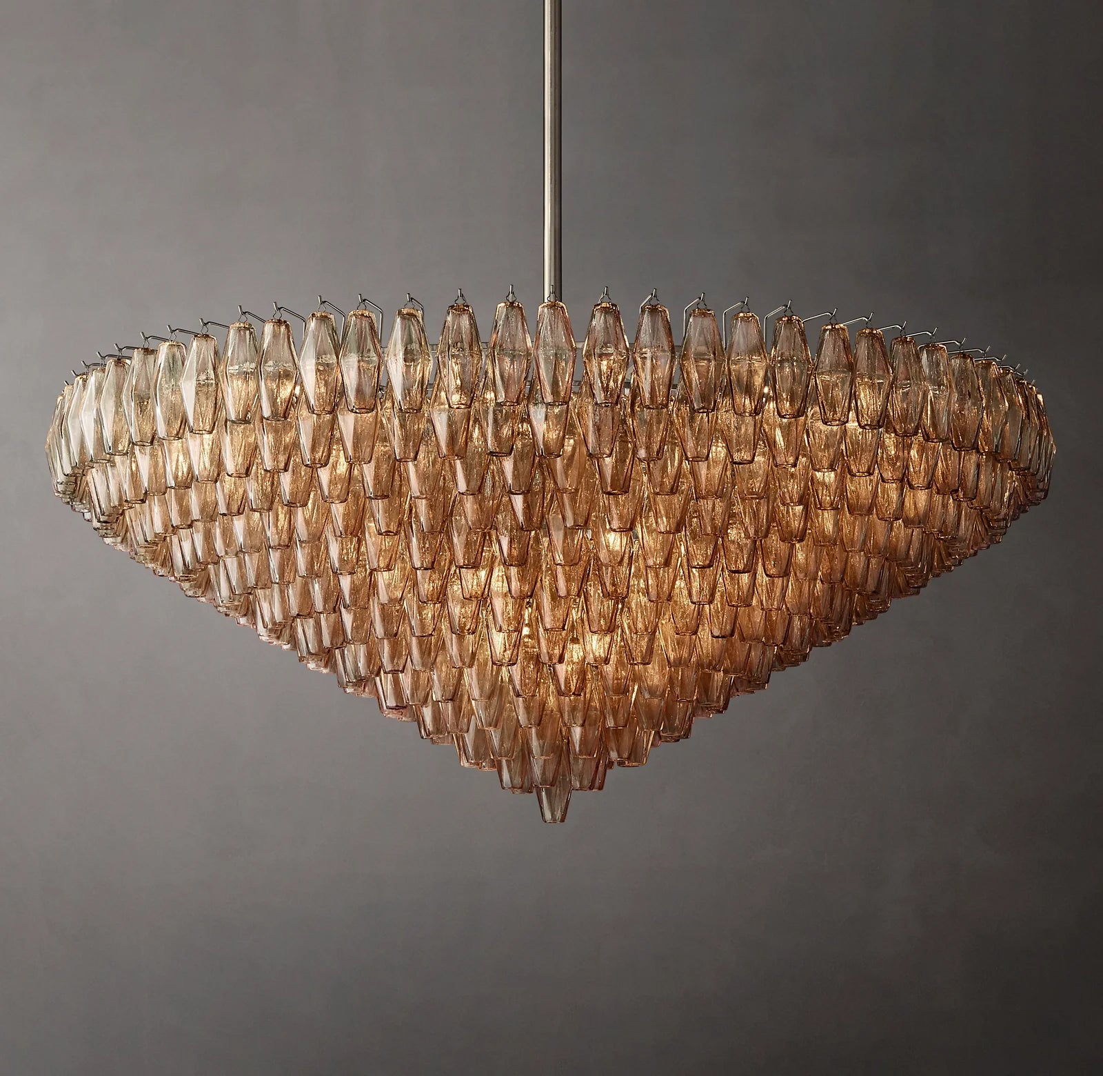 62 Inch Smoked Murano Glass Tiered Chandelier - Chiara