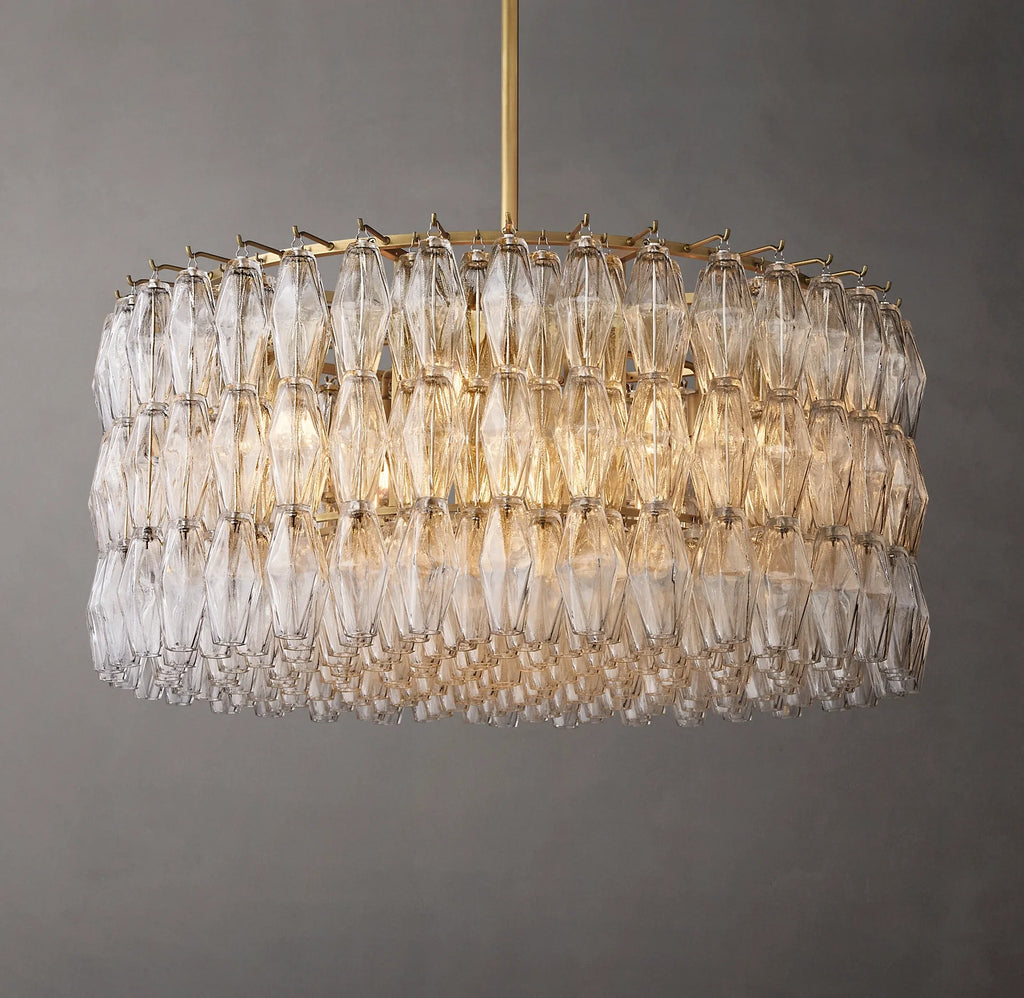36 Inch Clear Murano Glass Round Chandelier - Chiara