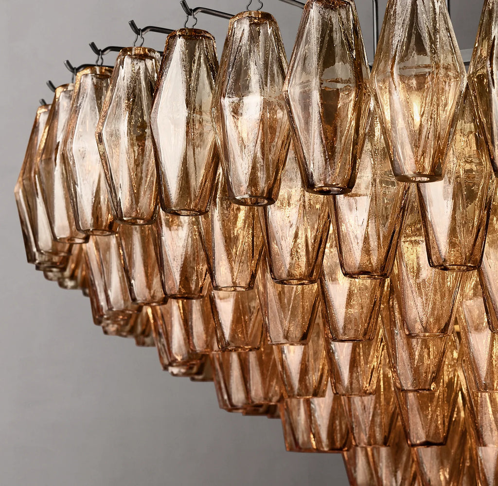 36 Inch Smoked Murano Glass Tiered Chandelier - Chiara