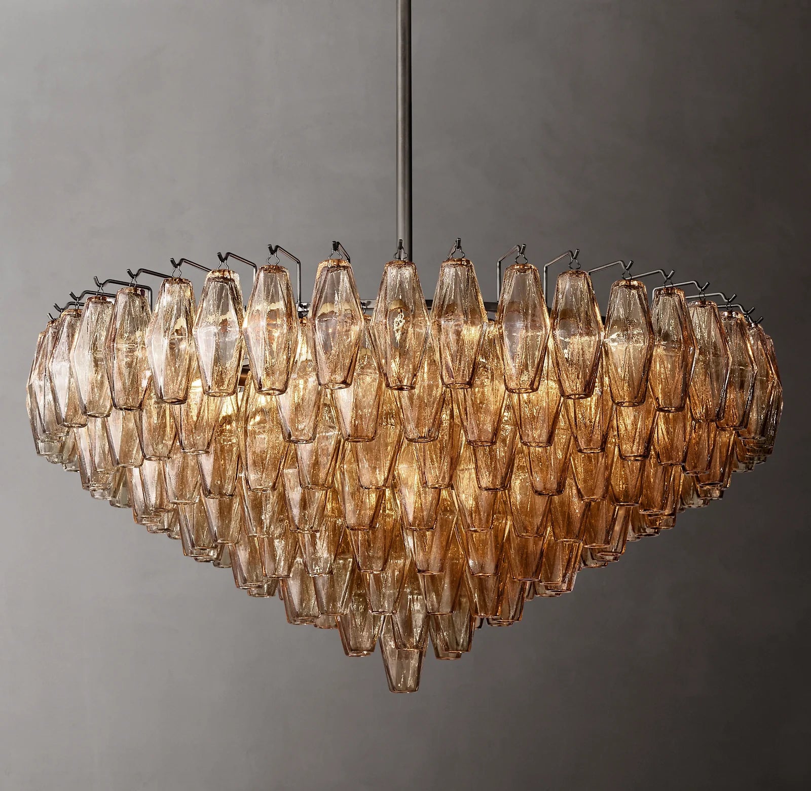 36 Inch Smoked Murano Glass Tiered Chandelier - Chiara