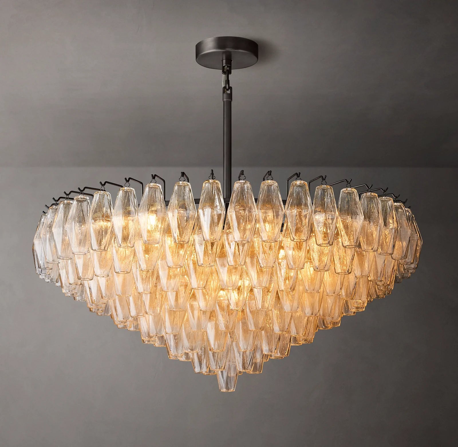 36 Inch Clear Murano Glass Tiered Chandelier - Chiara