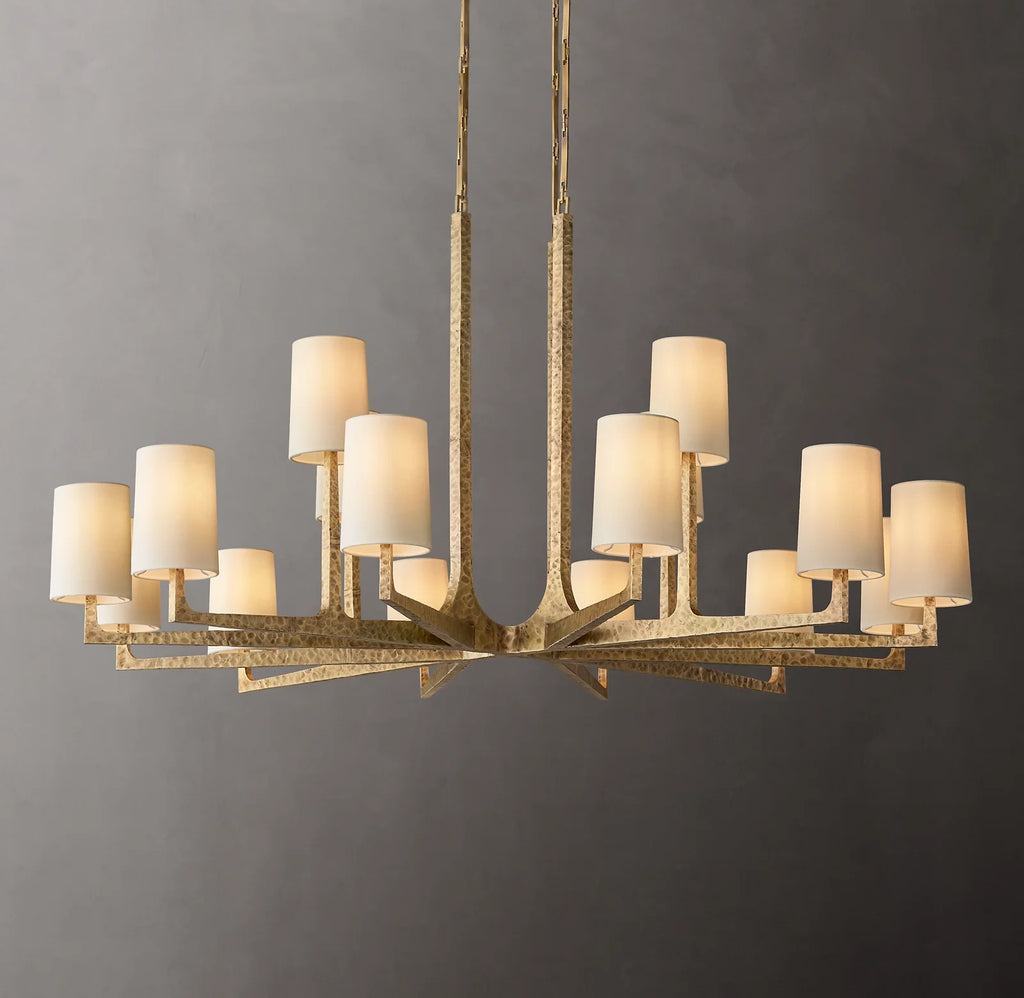 60 Inch Hammered Metal Arm Shaded Chandelier – Wright