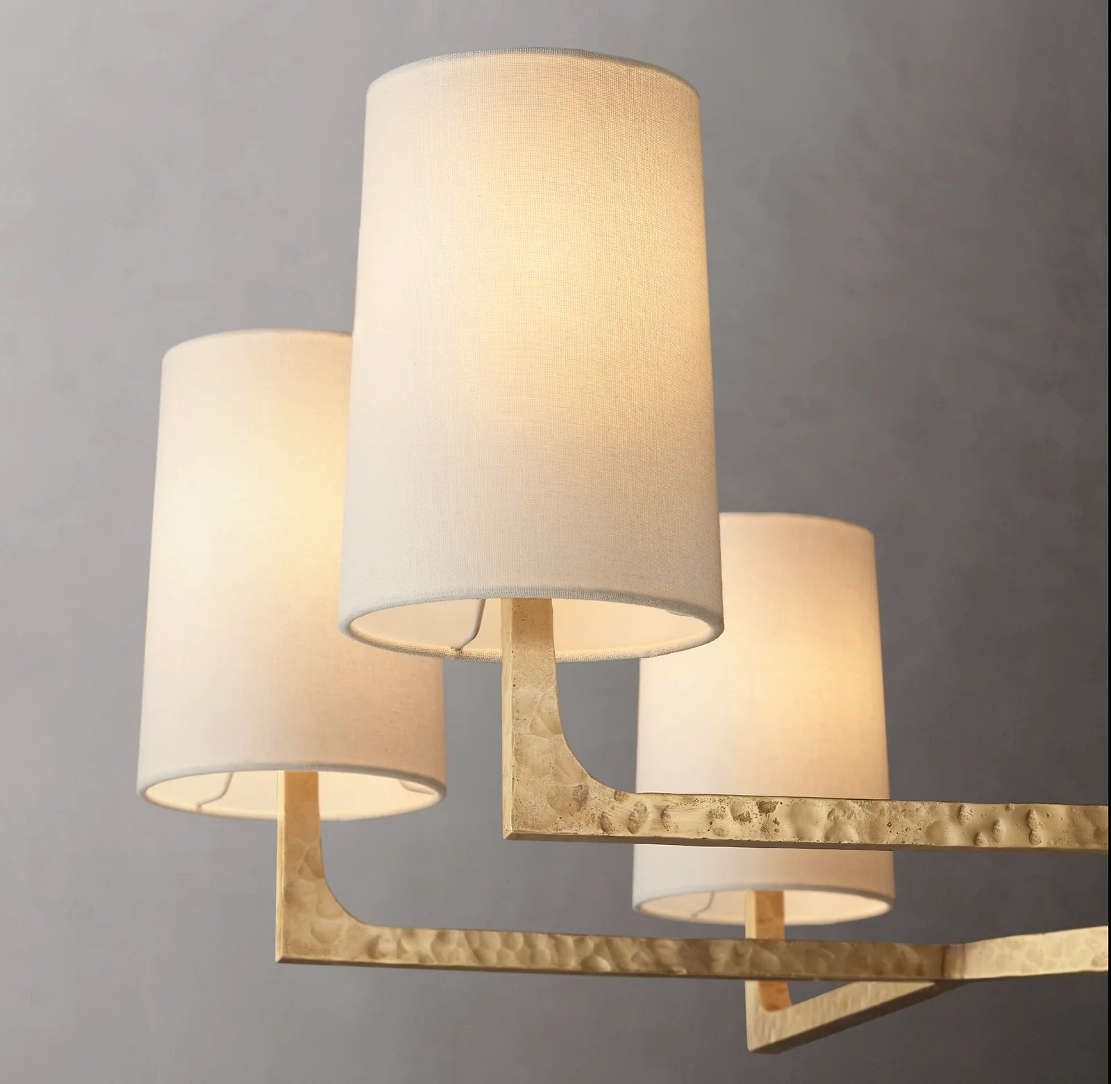 48 Inch Hammered Metal Arm Shaded Chandelier – Wright