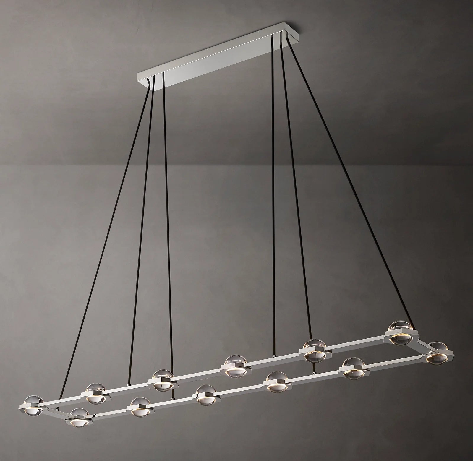 72 Inch Globe Crystal Rectangular Chandelier - Eclatant
