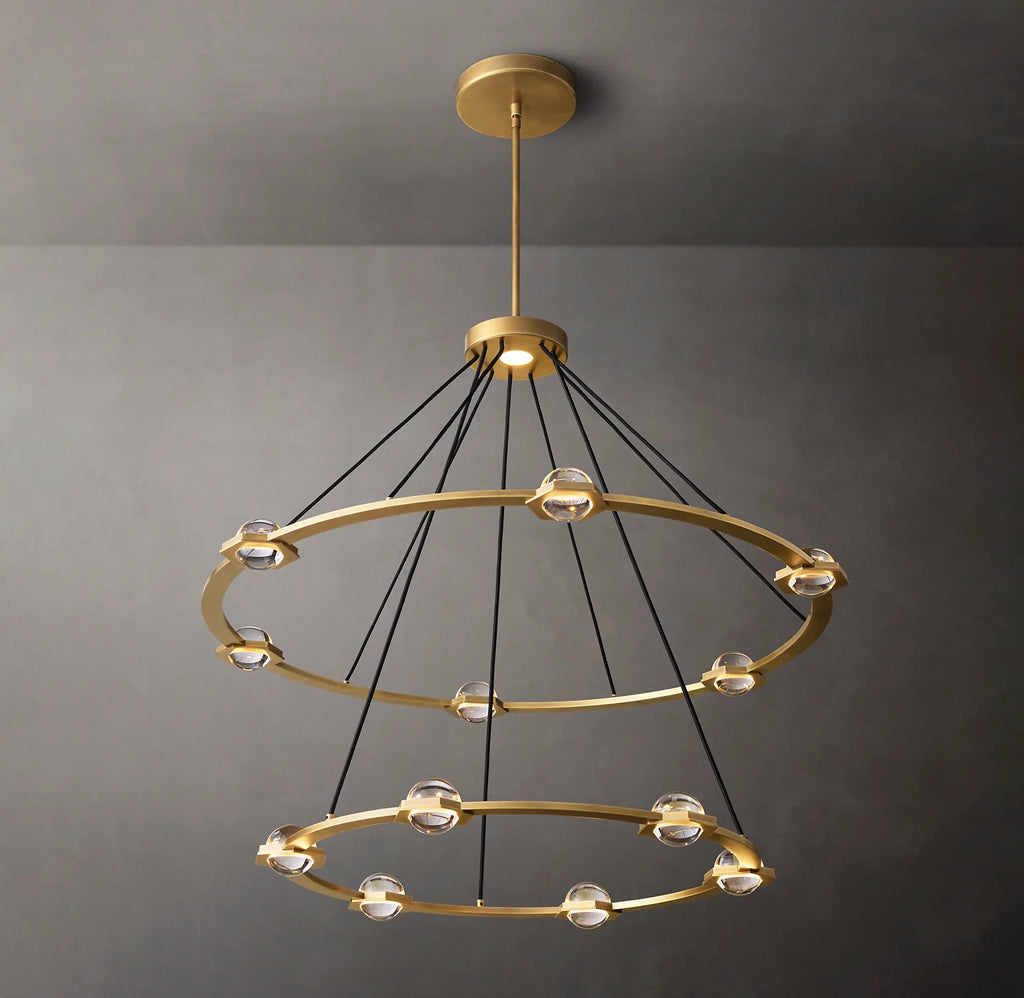 48 Inch Globe Crystal Tiered Ring Chandelier - Eclatant