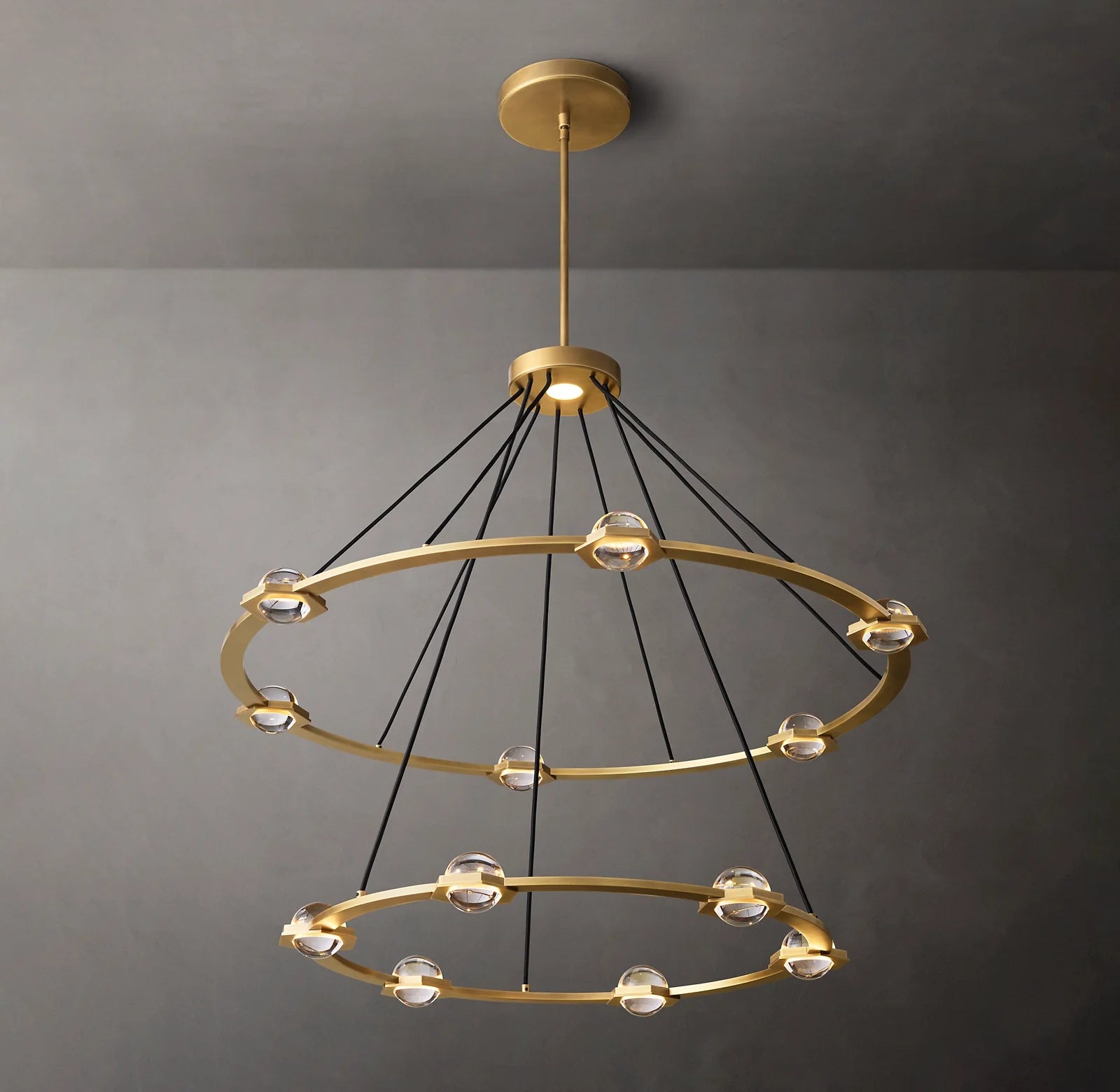 48 Inch Globe Crystal Tiered Ring Chandelier - Eclatant