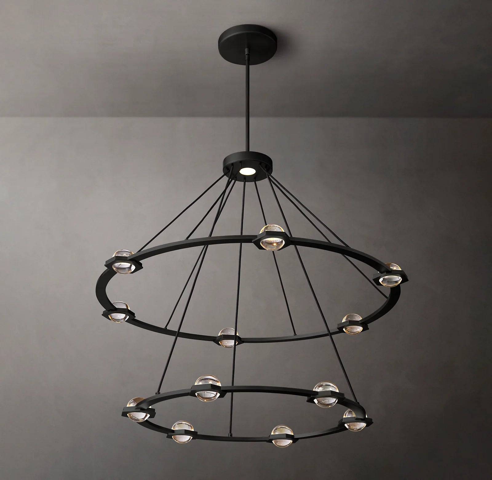48 Inch Globe Crystal Tiered Ring Chandelier - Eclatant
