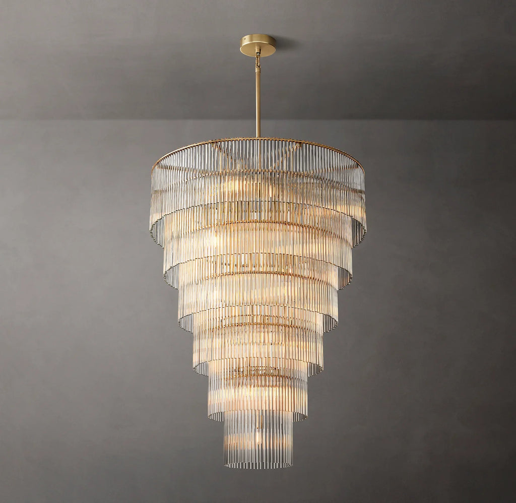 36 Inch Crystal Rod Tiered Chandelier - Amadeo