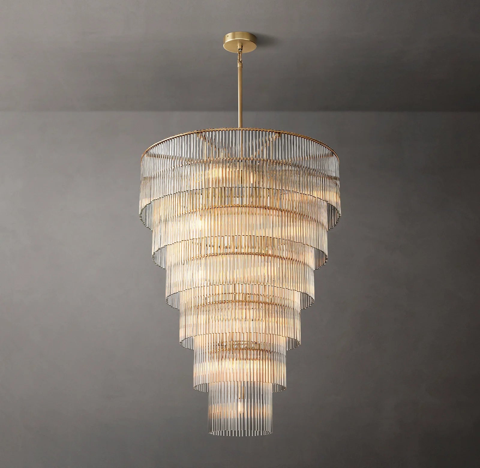 36 Inch Crystal Rod Tiered Chandelier - Amadeo