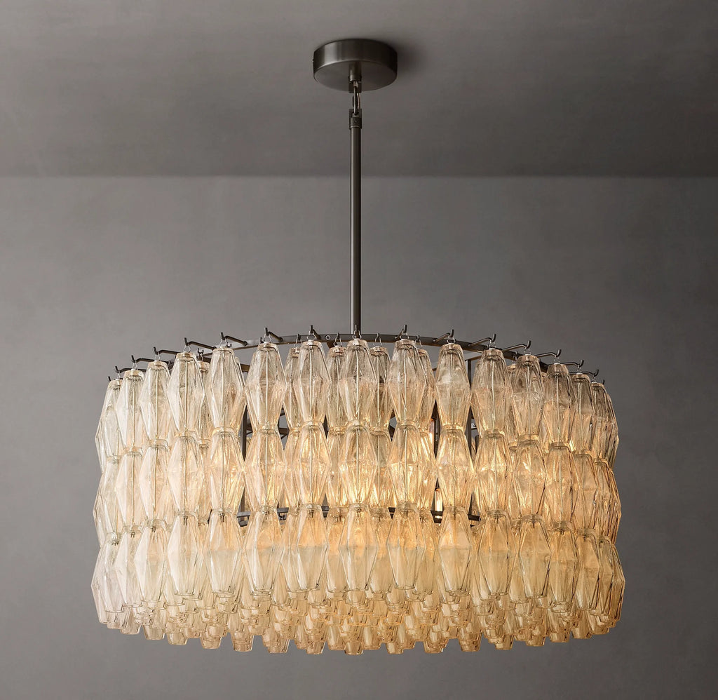 36 Inch Clear Murano Glass Round Chandelier - Chiara