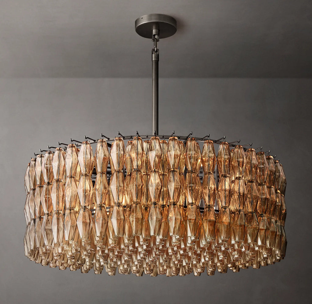 46 Inch Smoked Murano Glass Round Chandelier - Chiara