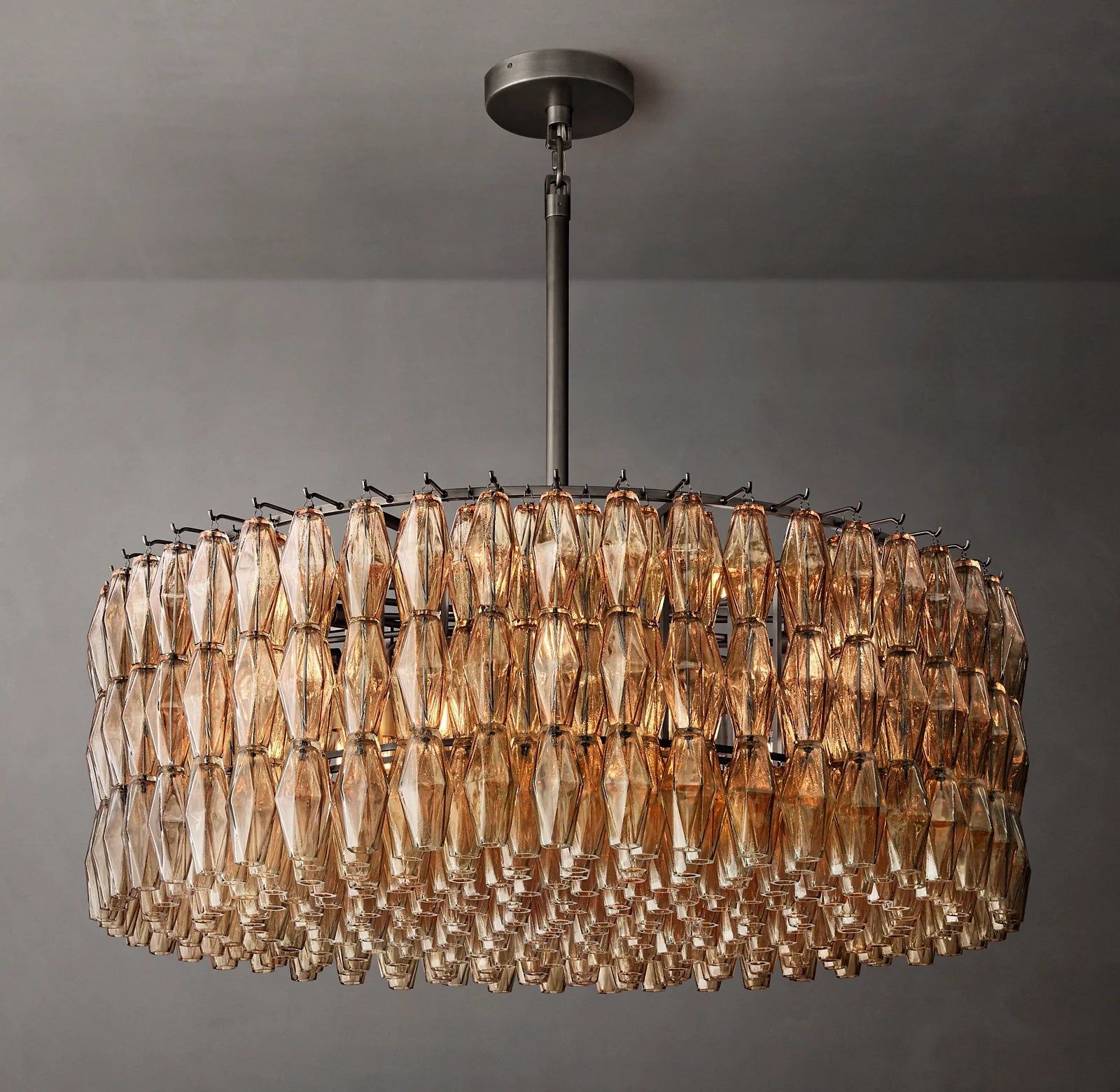 46 Inch Smoked Murano Glass Round Chandelier - Chiara