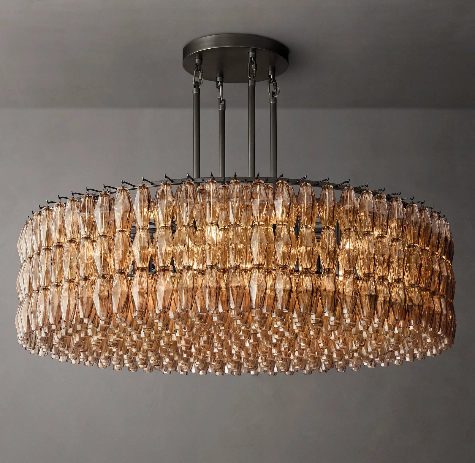 62 Inch Smoked Murano Glass Round Chandelier - Chiara