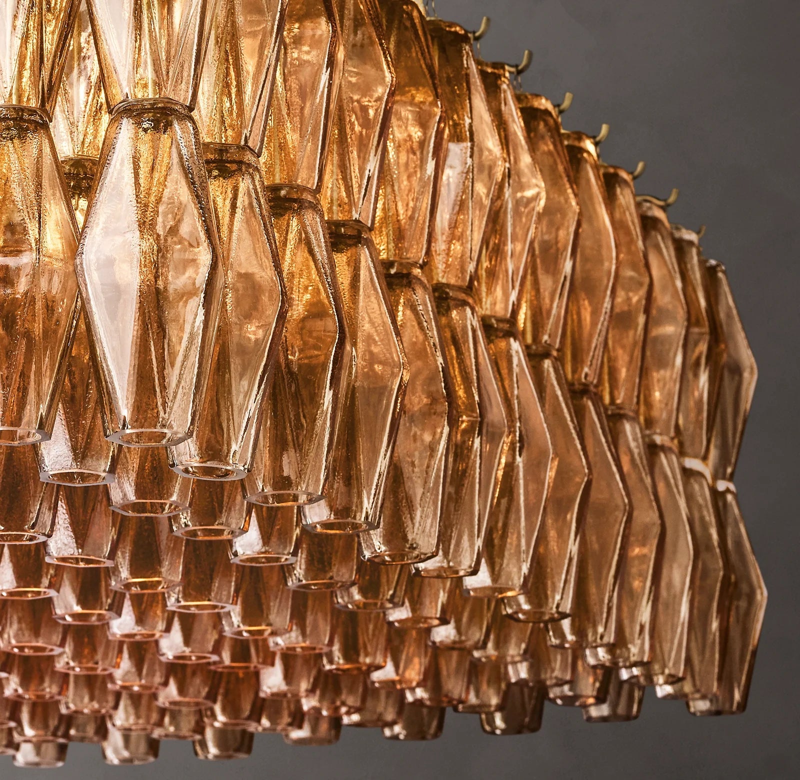 74 Inch Smoked Murano Glass Rectangular Chandelier - Chiara