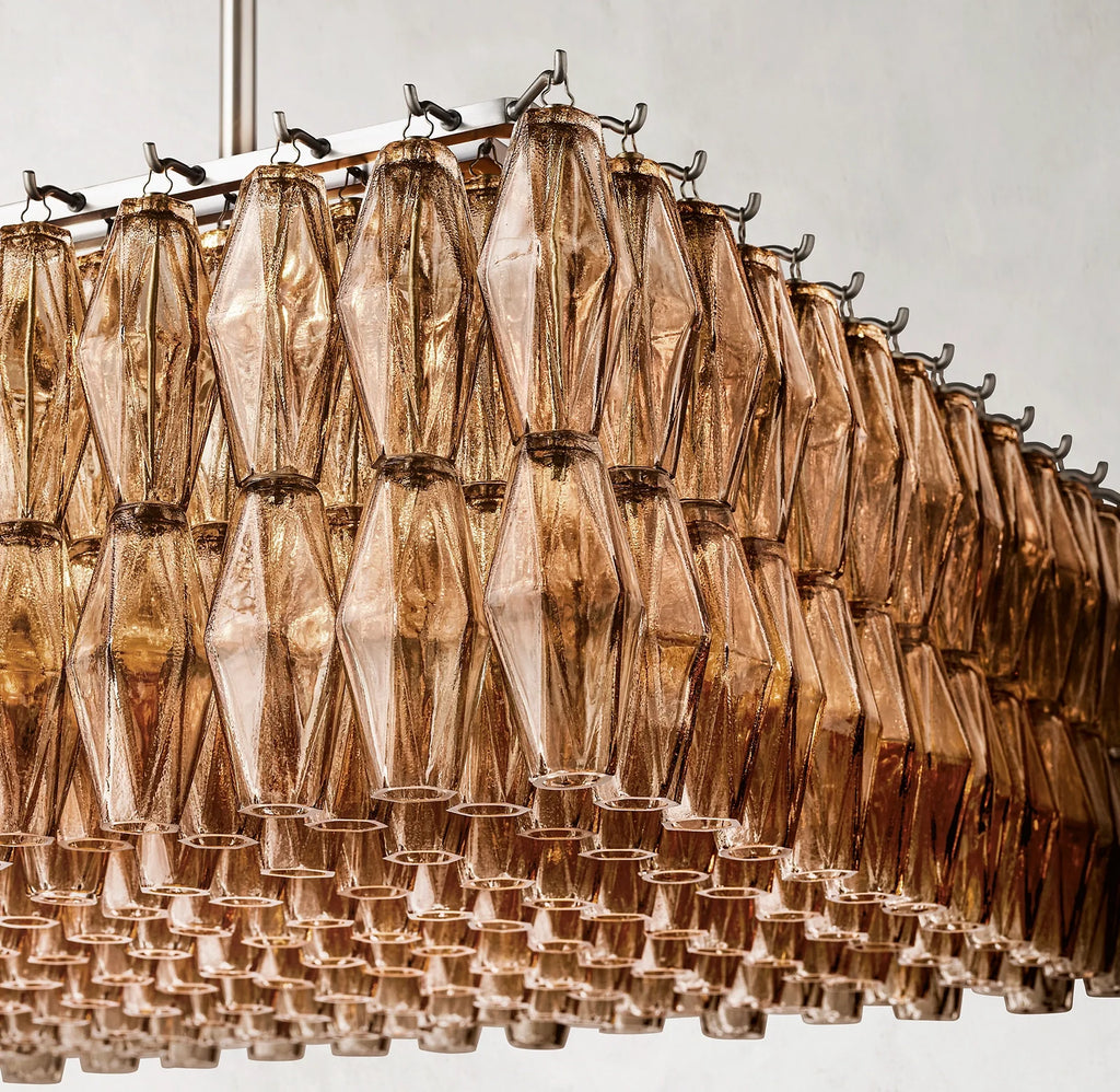 54 Inch Smoked Murano Glass Rectangular Chandelier - Chiara