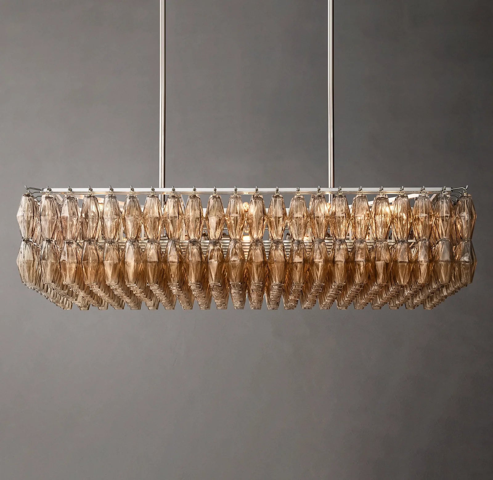 54 Inch Smoked Murano Glass Rectangular Chandelier - Chiara