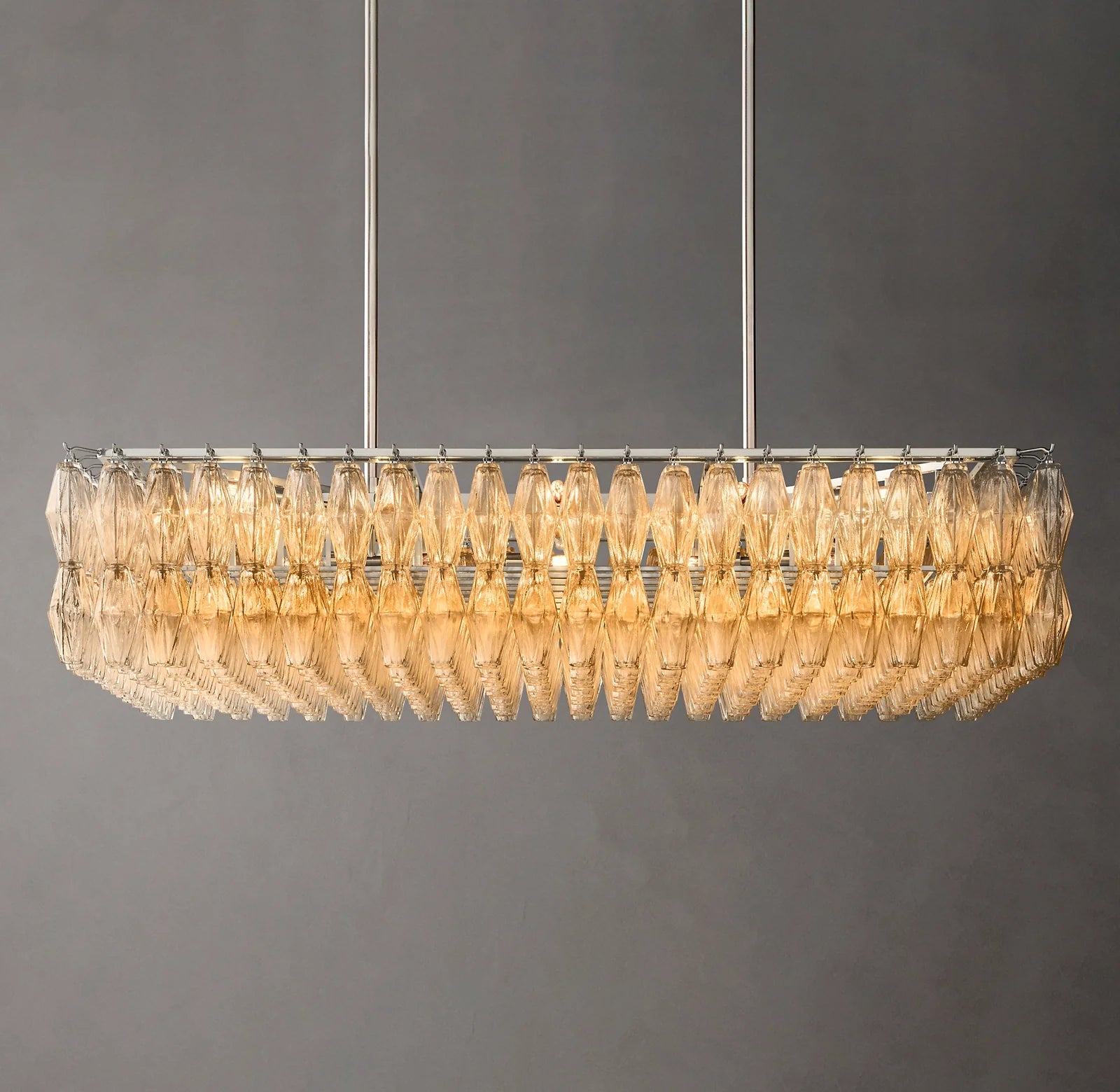 54 Inch Clear Murano Glass Rectangular Chandelier - Chiara