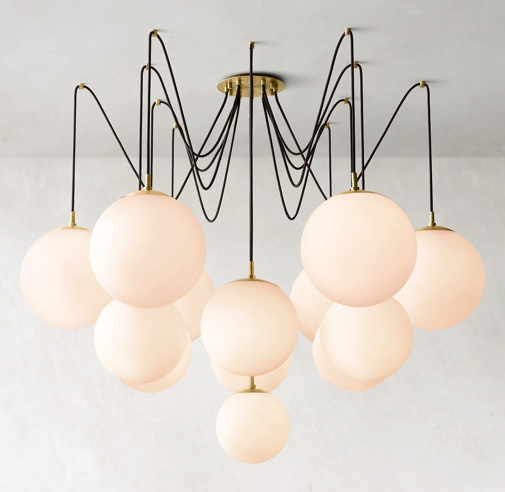 62 Inch Alabaster Globe Spider Chandelier - Cirque